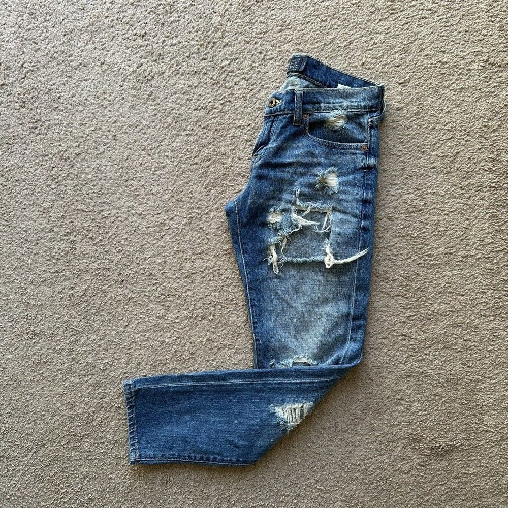 Lucky Brand Jeans Womens 0 (30x28) Mid Rise Sienna Cigarette Distressed Blue